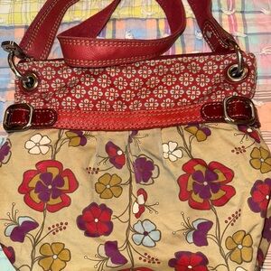 Fossil Floral Red and Cream Women's Bag. (BT 1)